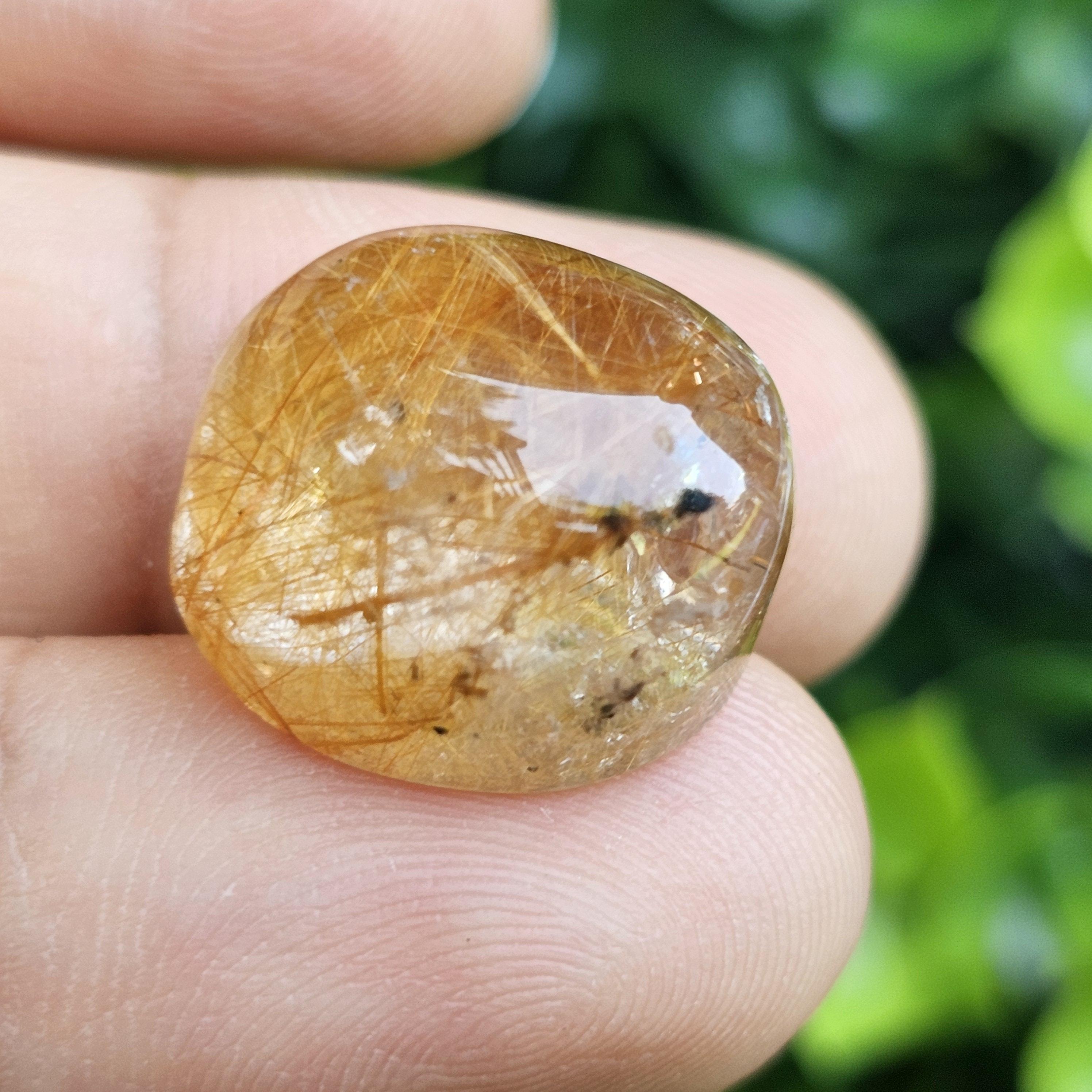 ไหมทอง ควอตซ์ Golden Rutilated Quartz 22.51 กะรัต Cts.พลอยแท้ อัญมณีมงคลประจําวันเกิด เครื่องประดับพลอย