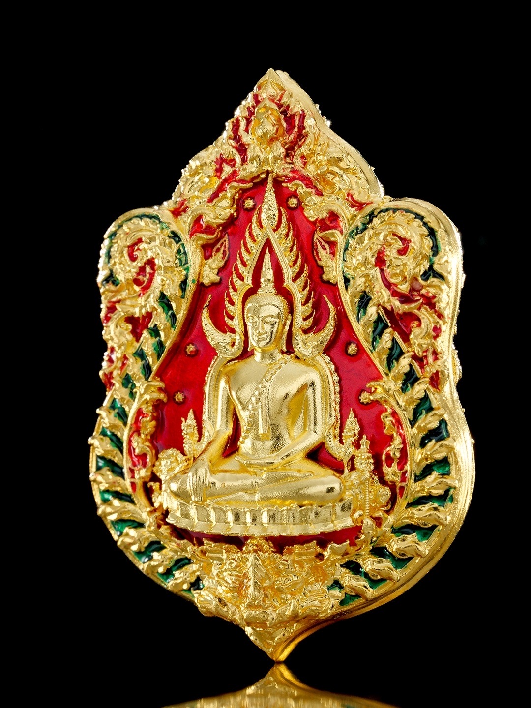 เหรียญเสมาพระพุทธชินราช รุ่น จตุมหามงคล666ปี รายการพิเศษศูนย์จอง เนื้อบรอนซ์ชุบทองลงยา (ด้านหน้า/พระพุทธชินราช ด้านหลัง/ท้าวเวสสุวรรณ)