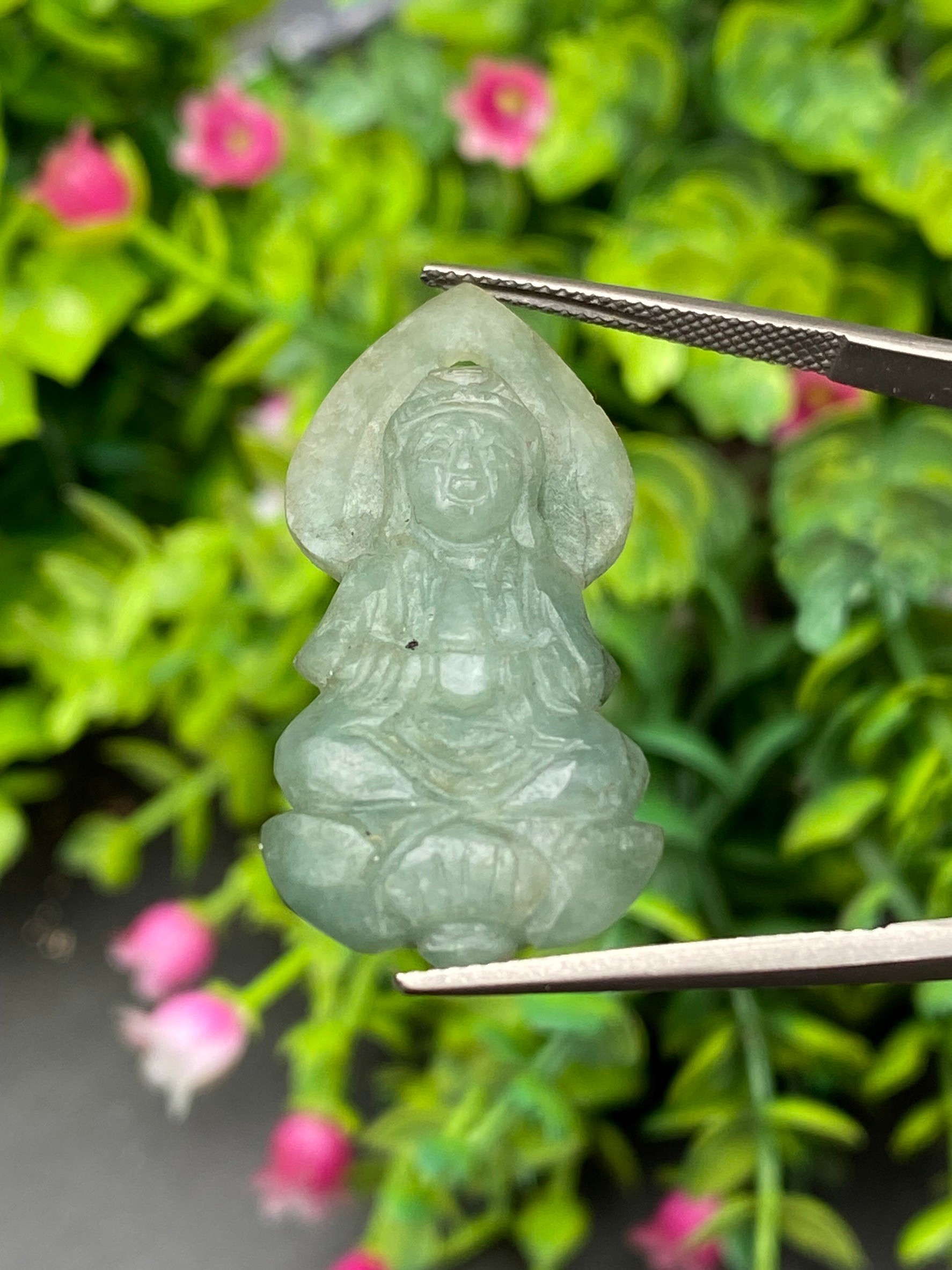 หยก แกะสลัก รูป เจ้าแม่กวนอิม (Burmese jadeite) 26.83 กะรัต (cts.) หยก พม่า แท้