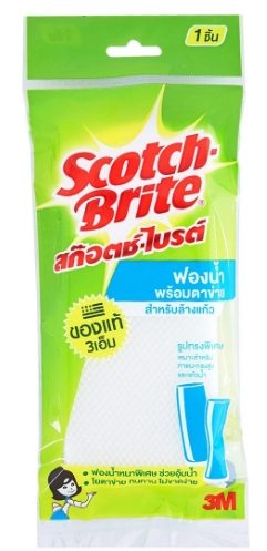 3M Scotch-Brite ฟองน้ำตาข่ายตัวยาว สำหรับล้างแก้ว แพ็ค 1 ชิ้น ยี่ห้อ สก็อตช็ไบรท์