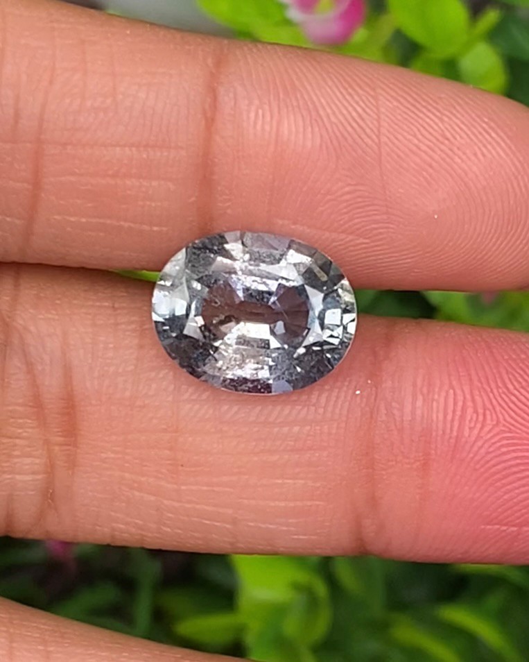 พลอย ซิวเวอร์ แซฟไฟร์ Silver Sapphire 7.02 กะรัต (Cts.) ดิบ Unheated พลอยแท้ อัญมณีมงคลประจําวันเกิด เครื่องประดับพลอย