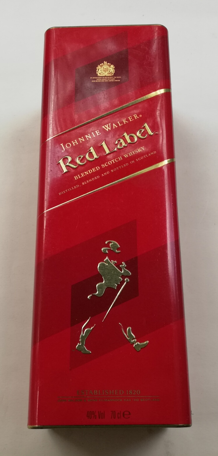 ของสะสม กล่องสังกะสี (กล่องโลหะ) กล่องเหล้า เรด เลเบิ้ล สีแดง Johnie Walker Red Lable