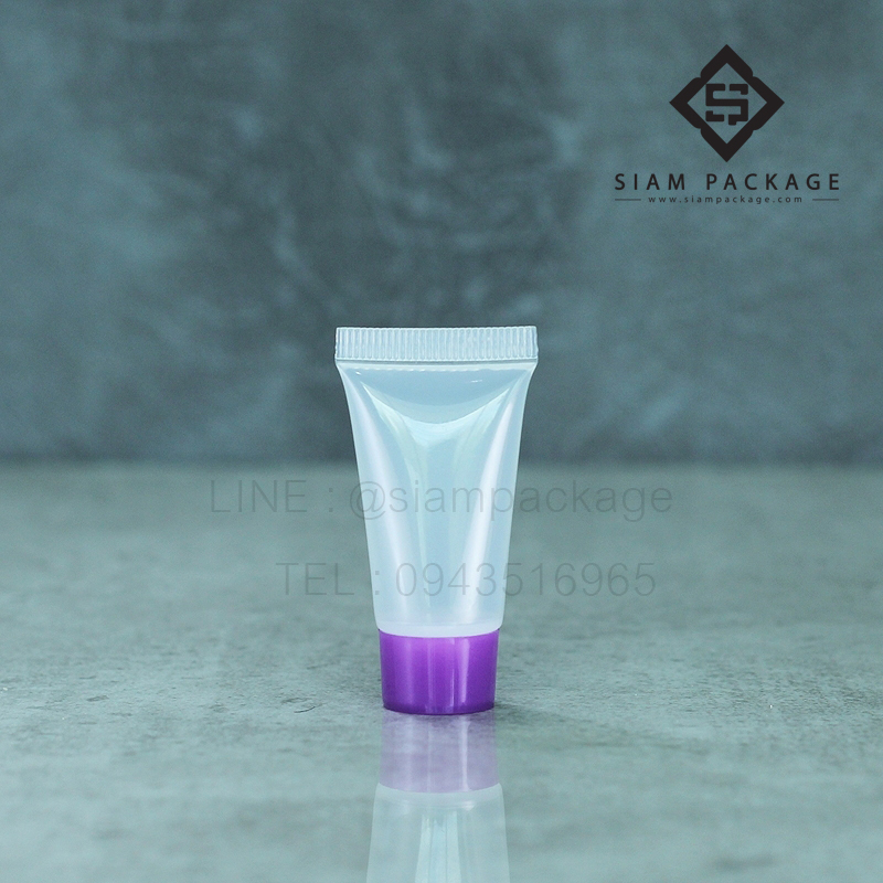 หลอดโฟม ฝาเกลียว ขนาด 5g. สำเนา หลอดใส ฝาม่วง