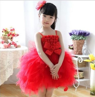 Pre-order ชุดแฟนซี ชุดแสดง สายเดี่ยว เกาะอก กระโปรงฟูฟ่อง แต่งดอกช่วงอก