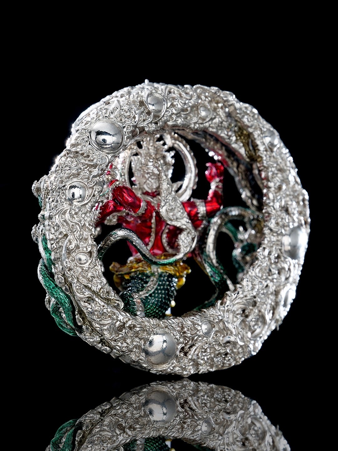 เหรียญพระราหู666 รายการพิเศษศูนย์จอง เนื้อบรอนซ์ชุบเงินลงยา