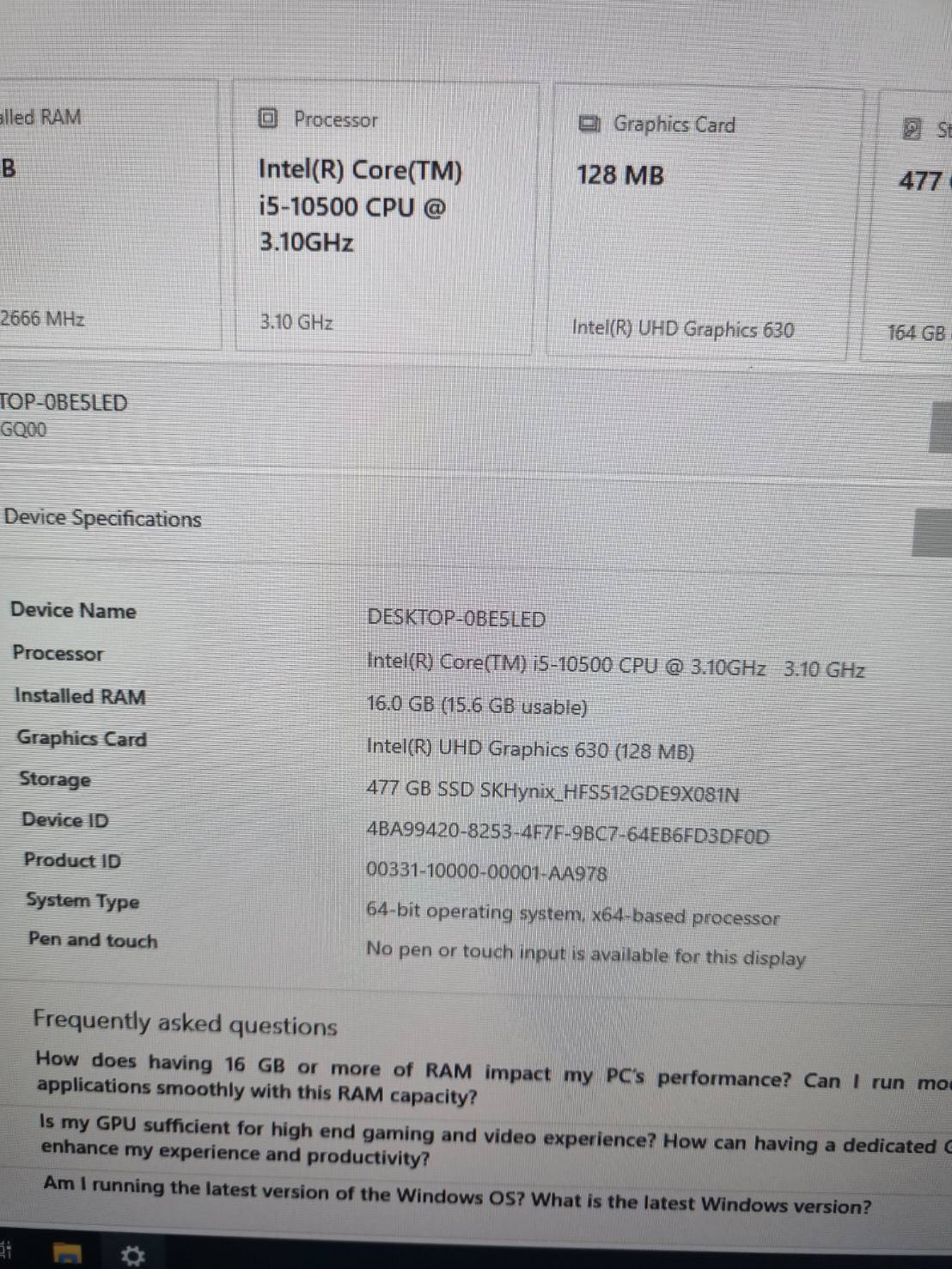 Lenovo ThinkCentre M90A Gen5 i5-10500 Ram16GB SSD 500 GB เครื่องสวยมีกล่อง