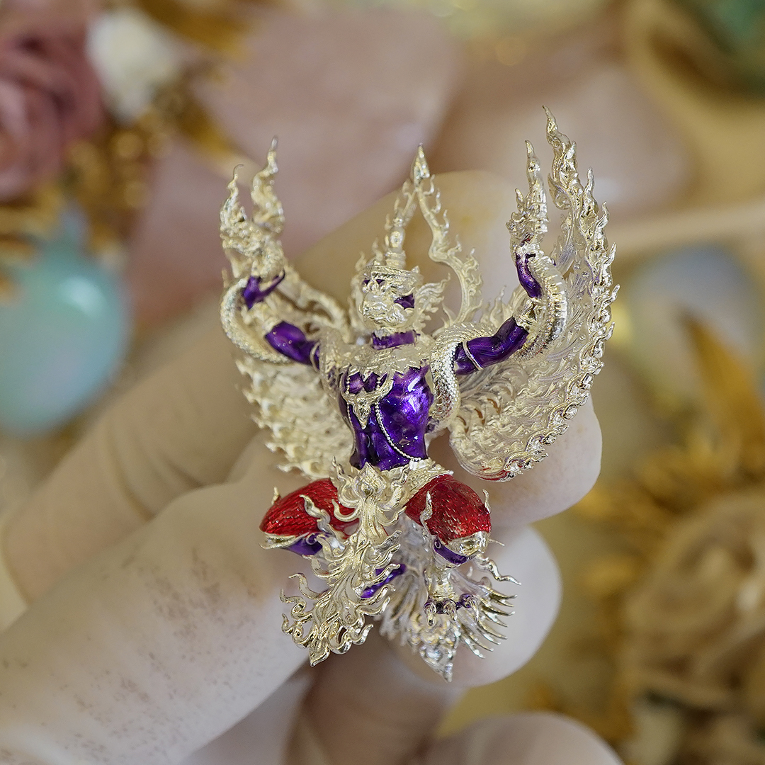 พญาครุฑสุบรรณพัฒน์ 100 ปี รายการพิเศษเฉพาะศูนย์จอง เนื้อบรอนซ์ชุบเงิน ลงยาม่วง