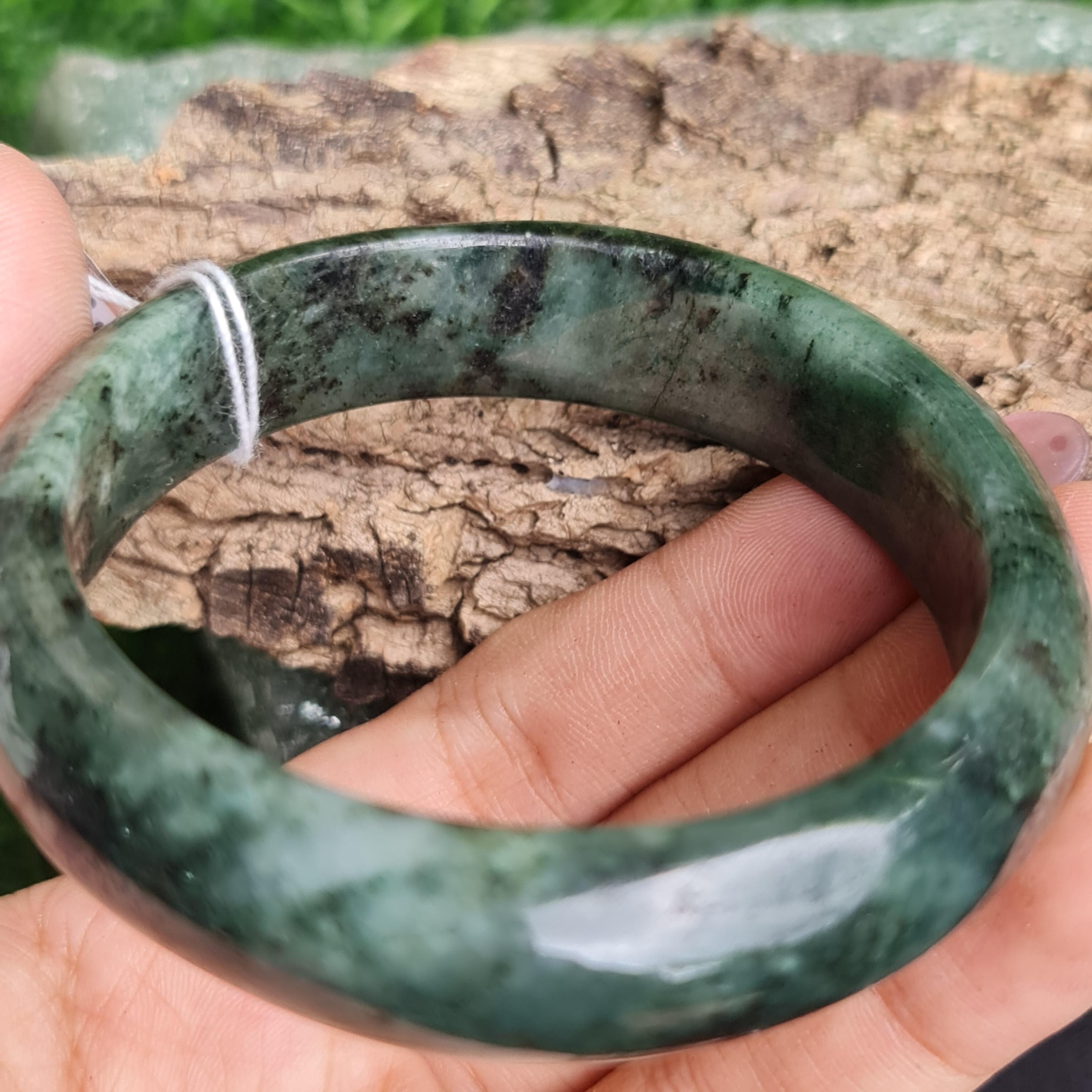 JB6804118 หยก พม่า แท้ Jade กำไลหยก 56.8 มม. (Jadeite bracelet) พม่า (Myanmar)