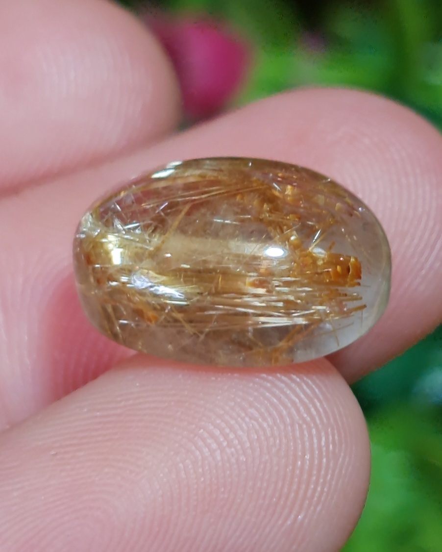 ไหมทอง ควอตซ์ Golden Rutilated Quartz 8.00 กะรัต Cts. พลอยแท้ อัญมณีมงคลประจําวันเกิด เครื่องประดับพลอย