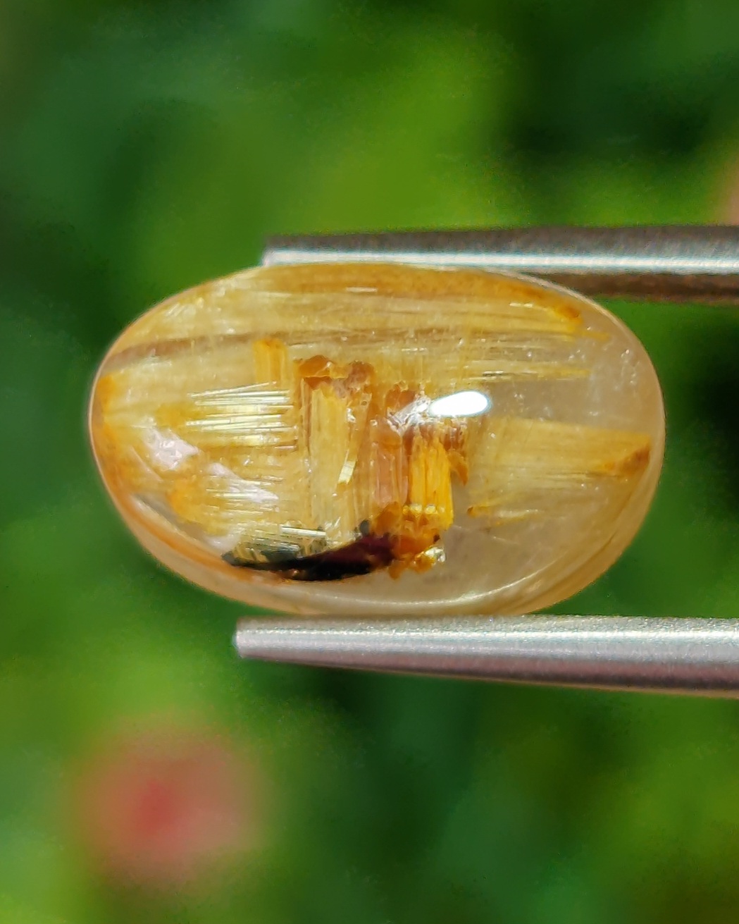 ไหมทอง ควอตซ์ Golden Rutilated Quartz 6.38 กะรัต Cts.พลอยแท้ อัญมณีมงคลประจําวันเกิด เครื่องประดับพลอย