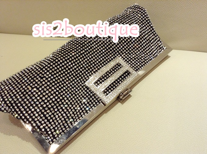 Pre-order กระเป๋าออกงาน Evening Clutch ทรงเก๋ สวยหรู คริสตัลทั้งใบ พร้อมสายสะพายสั้น/ยาว
