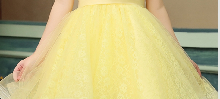 Pre-order ชุดราตรีเด็ก ชุดออกงาน ชุดกระโปรง ผ้าลูกไม้ แต่งโบว์ที่ไหล่ มีซิปหลัง