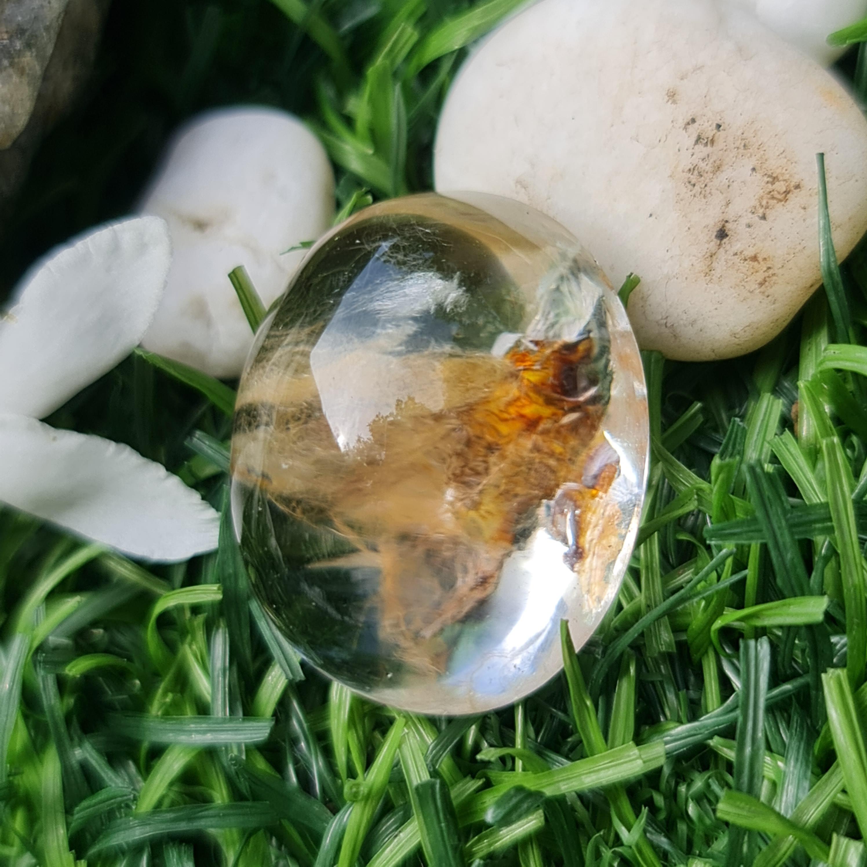 โป่งข่าม ควอตซ์ Rutilated Quartz 59.52 กะรัต Cts. พลอยแท้ อัญมณีมงคลประจําวันเกิด เครื่องประดับพลอย