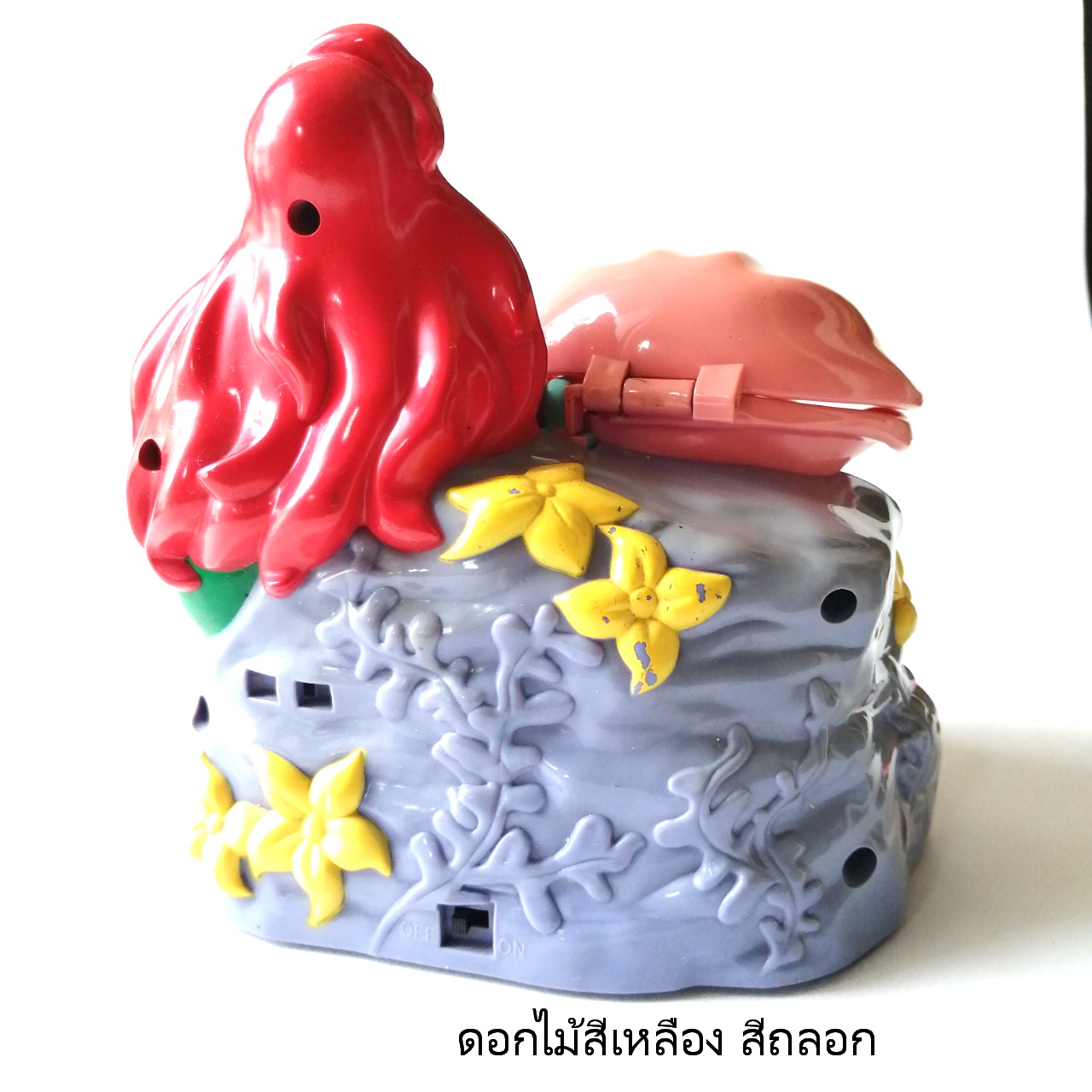 ของสะสมเจ้าหญิงแอเรี่ยล ขนาดใหญ่ ประมาณ7นิ้ว จากดิสนีย์ ใช้สำหรับสะสมเท่านั้น**งานเก่า มีตำหนิ โปรดตรวจสอบทุกภาพ Disney's Ariel -สีถลอกบางส่วน -แบตเตอรี่หมดสภาพ -ไม่มีฝาถ่าน