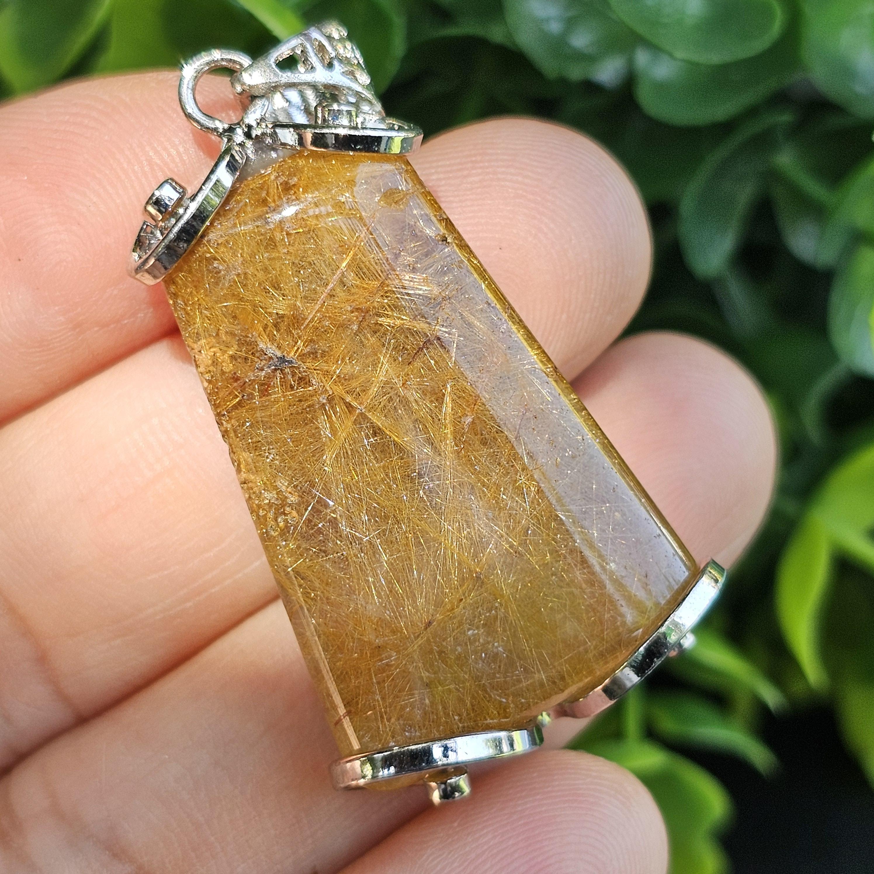 จี้ไหมทอง (Golden Rutilated Quartz) 10.47 กรัม g. พลอยแท้ อัญมณีมงคลประจําวันเกิด เครื่องประดับพลอย