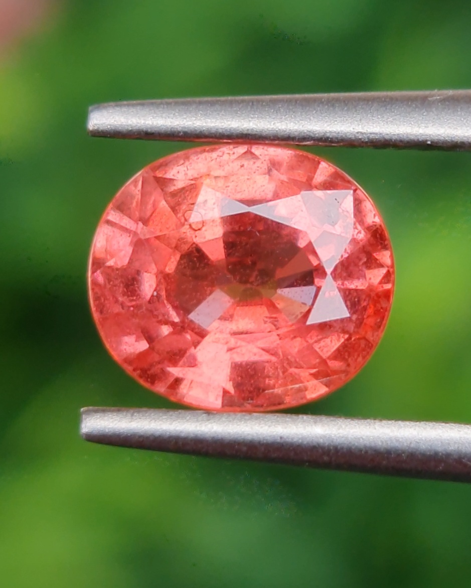 พลอย ออเรนจ์ แซฟไฟร์ Orange Sapphire 1.30 กะรัต (Cts.) พลอยแท้ อัญมณีมงคลประจําวันเกิด เครื่องประดับพลอย
