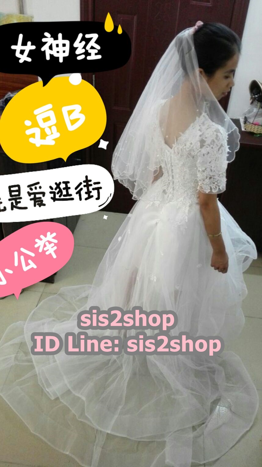 ชุดเจ้าสาว ชุดราตรียาวแขนกุด สีขาว ทรงหางปลา ผ้าลูกไม้ เว้าหลัง เชือกผูกหลัง สวยหรู สำเนา