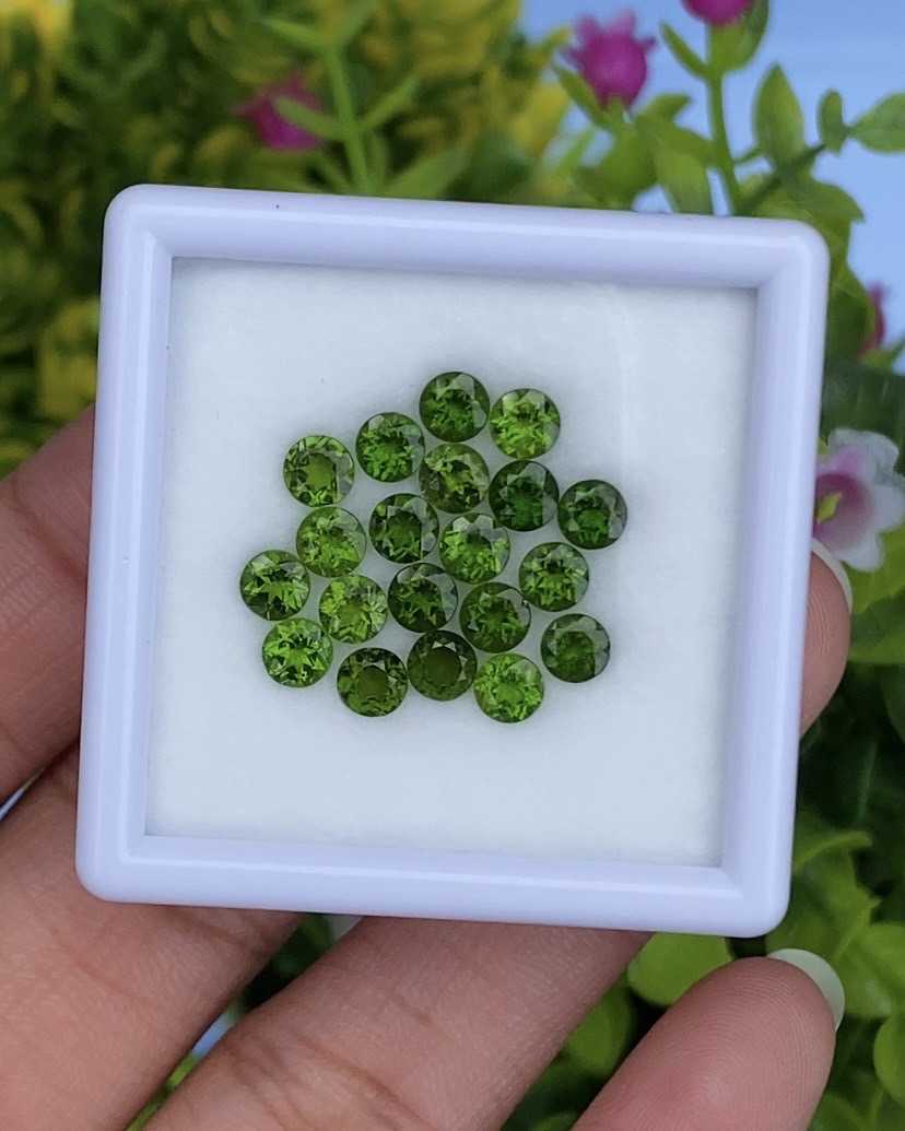 พลอย โครม ไดออพไซด์ Chrome Diopside 6.15 กะรัต (Cts.) 20 เม็ด