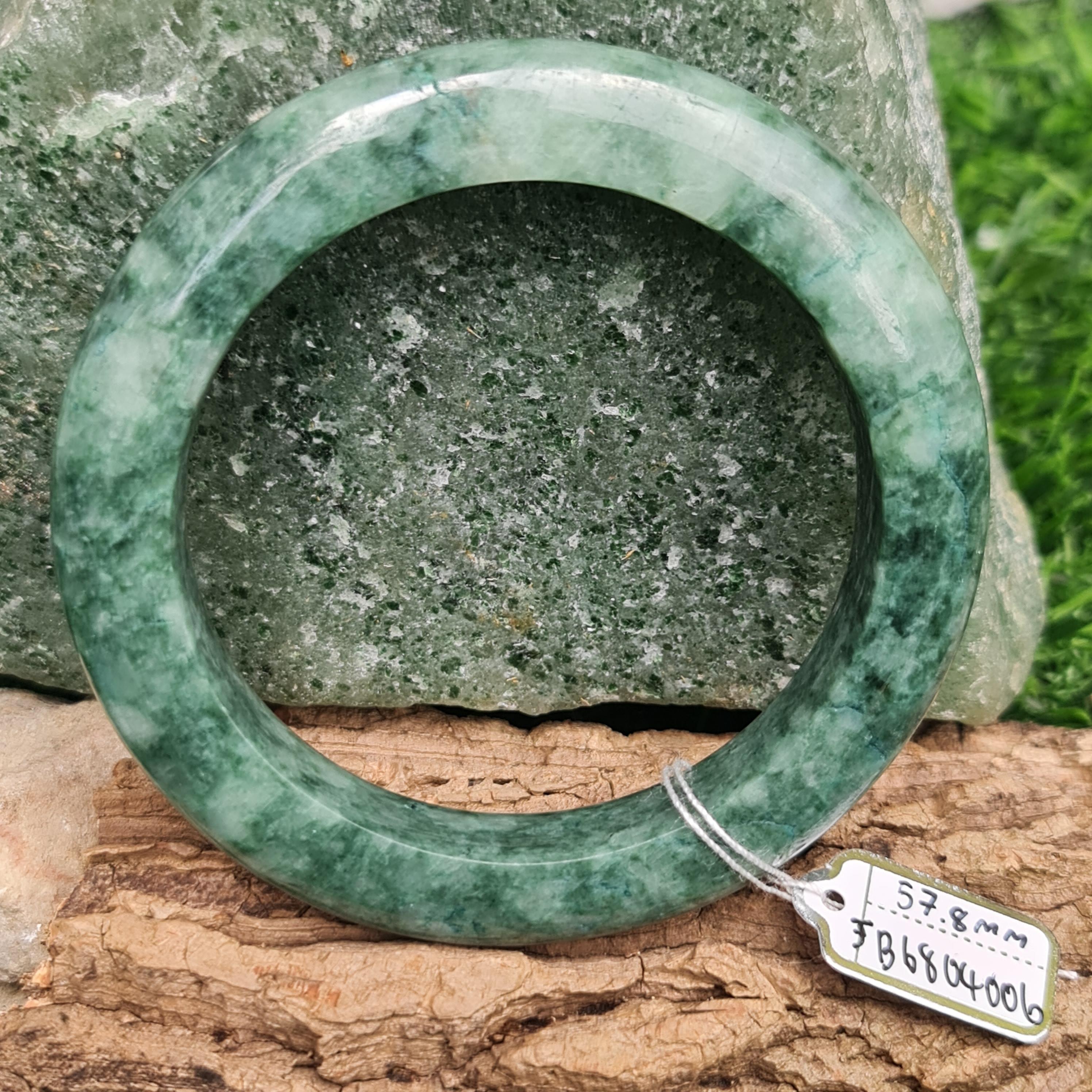 JB6804006 หยก พม่า แท้ Jade กำไลหยก 57.8 มม. (Jadeite bracelet) พม่า (Myanmar)