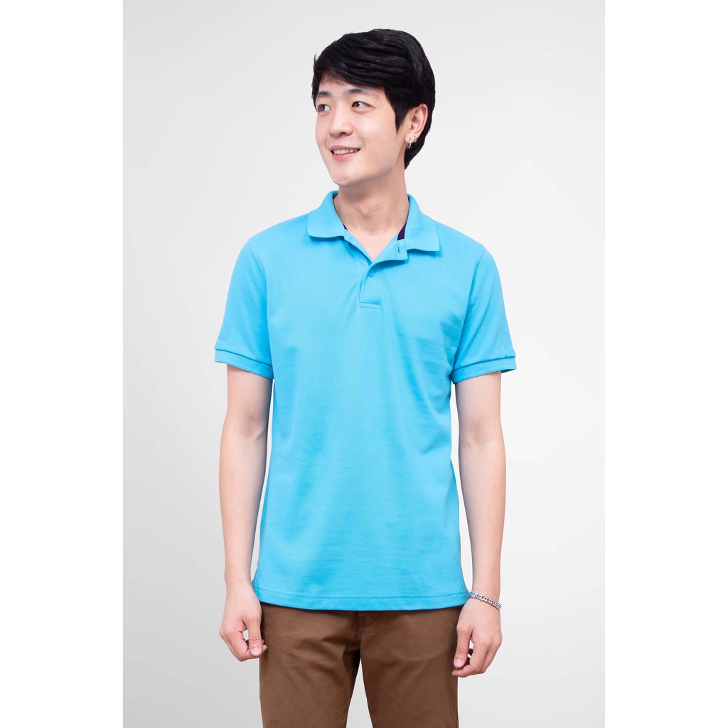 No Problem Noproblem ยอดขาย No.1 รับประกัน ไม่ย้วย ไม่ยืด ผ้านุ่ม เสื้อโปโล ชาย สีฟ้าโทปาส