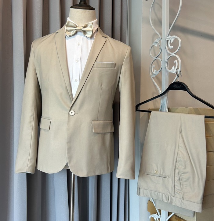 เช่า ชุดสูทชาย สูทเพื่อนเจ้าบ่าว สีครีม เบจ Beige Brown (ไม่มีกั๊ก)