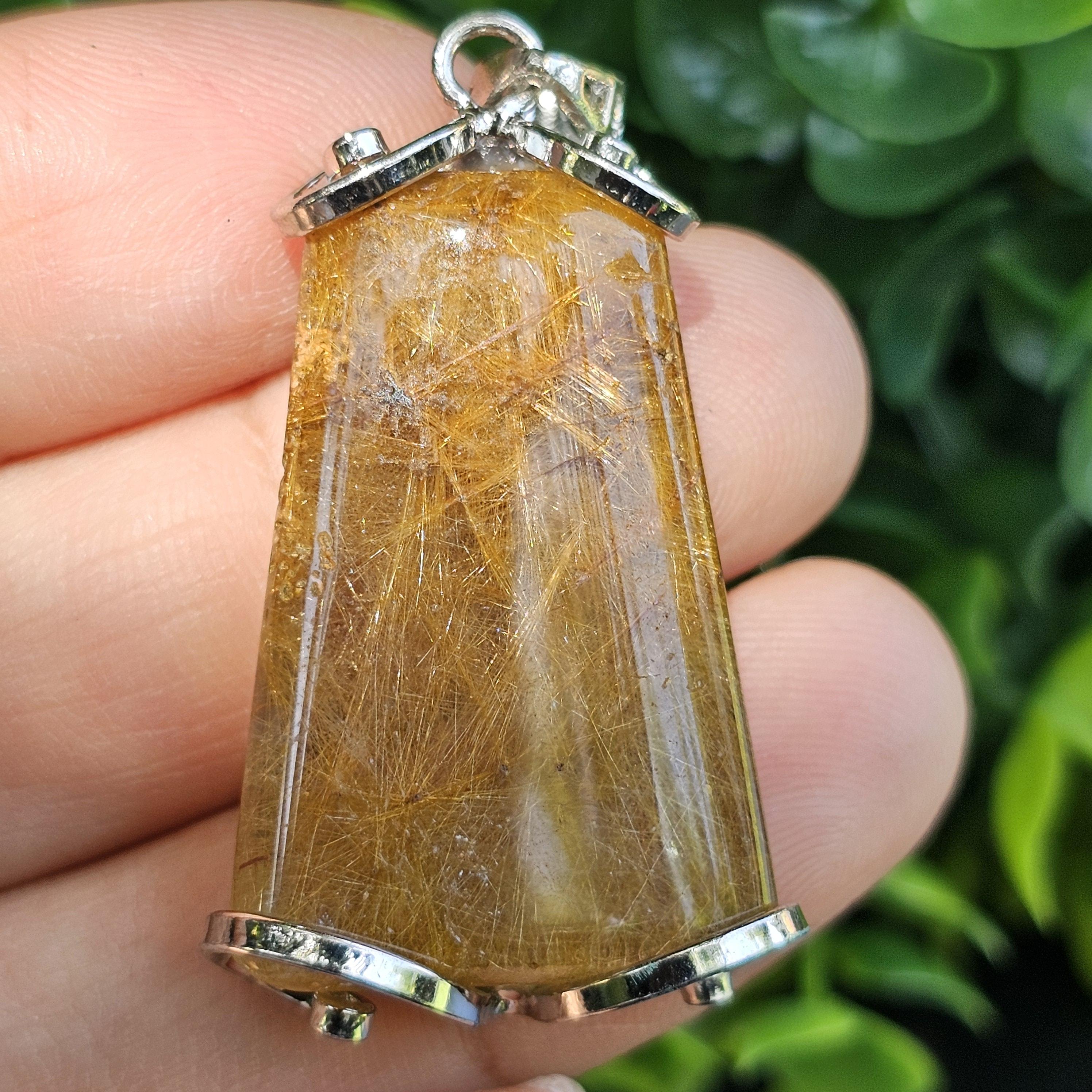 จี้ไหมทอง (Golden Rutilated Quartz) 10.47 กรัม g. พลอยแท้ อัญมณีมงคลประจําวันเกิด เครื่องประดับพลอย