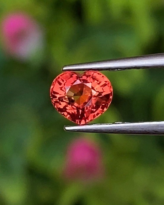 พลอย ออเรนจ์ แซฟไฟร์ Orange Sapphire 0.80 กะรัต (Cts.) พลอยแท้ อัญมณีมงคลประจําวันเกิด เครื่องประดับพลอย