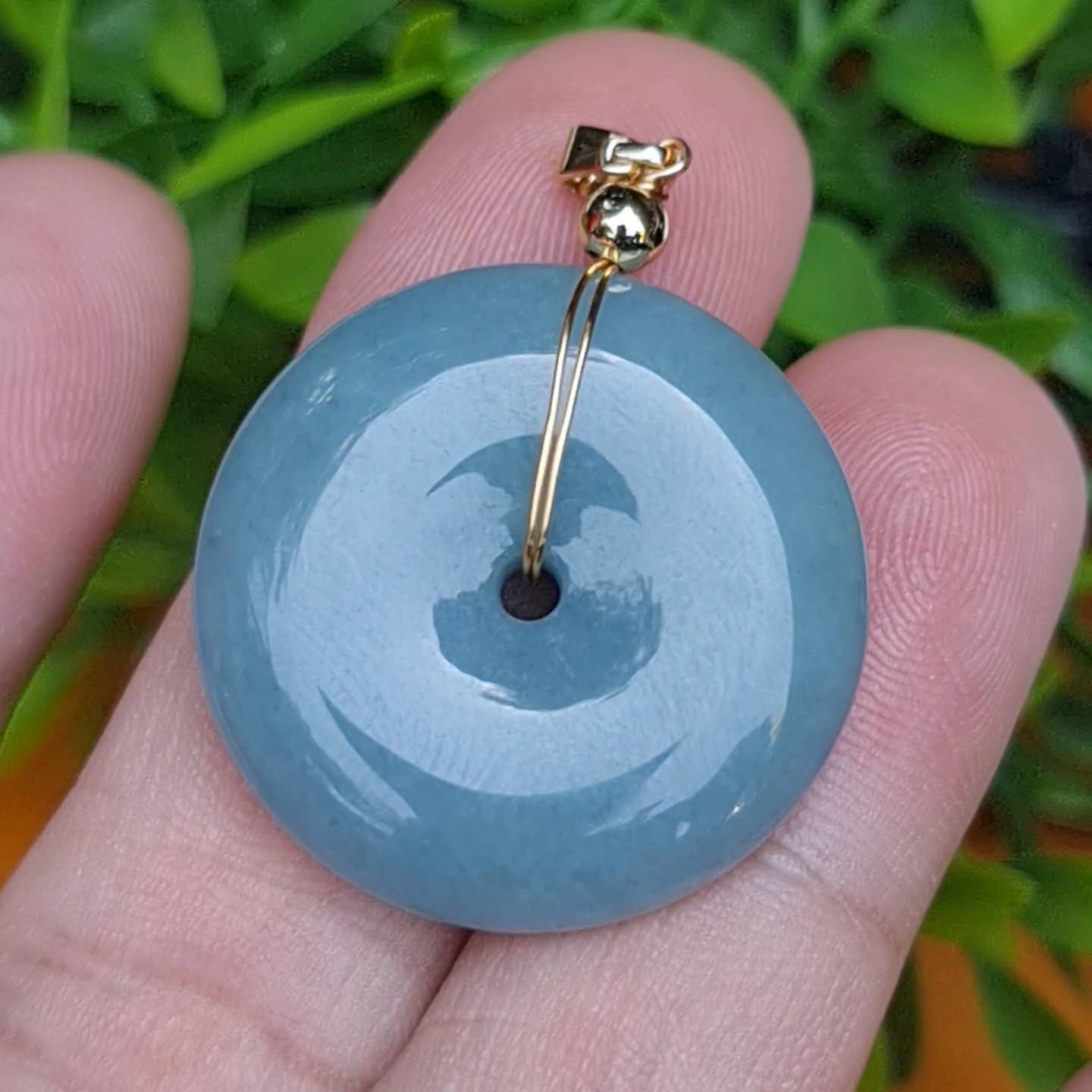 หยก จี้โดนัทหยก 56.30 Cts. (ฺBi Disc Jade) หยกแท้ อัญมณีมงคลประจําวันเกิด เครื่องประดับพลอย