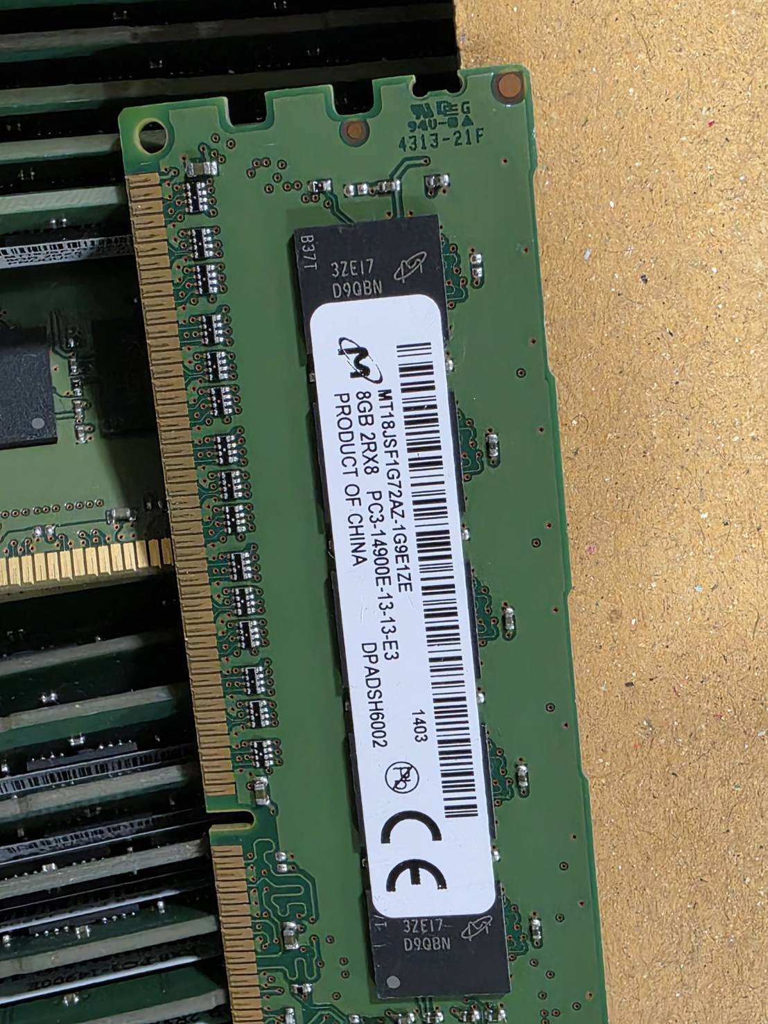 Ram Workstion Udim หาไม่ง่าย ใส่กับเครื่อง Workstation Server Xeon E3-12xx Micron 8GB 2Rx8 PC3-14900E มี 108 ตัว