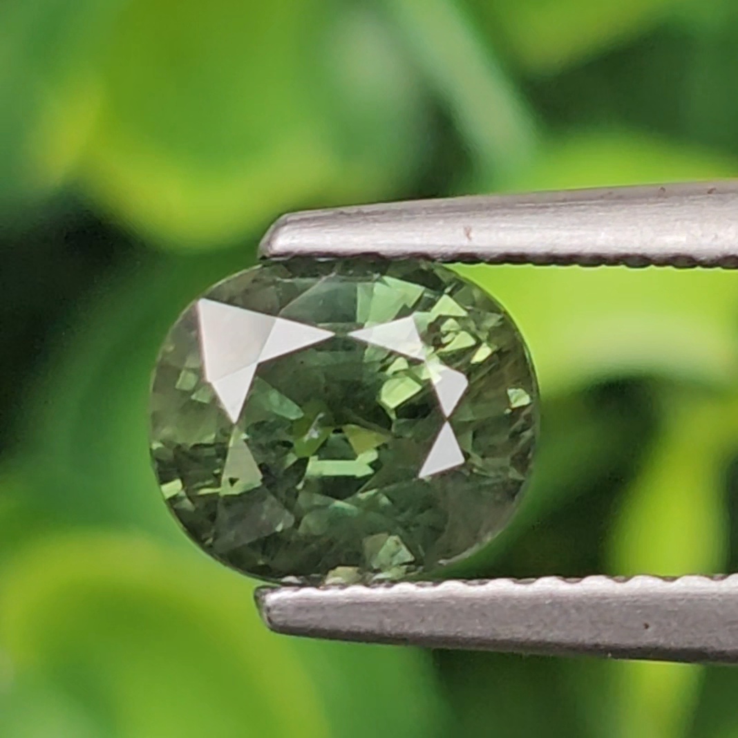 พลอย เขียวส่อง Green Sapphire 1.63 กะรัต (Cts.) พลอยแท้ อัญมณีมงคลประจําวันเกิด เครื่องประดับพลอย