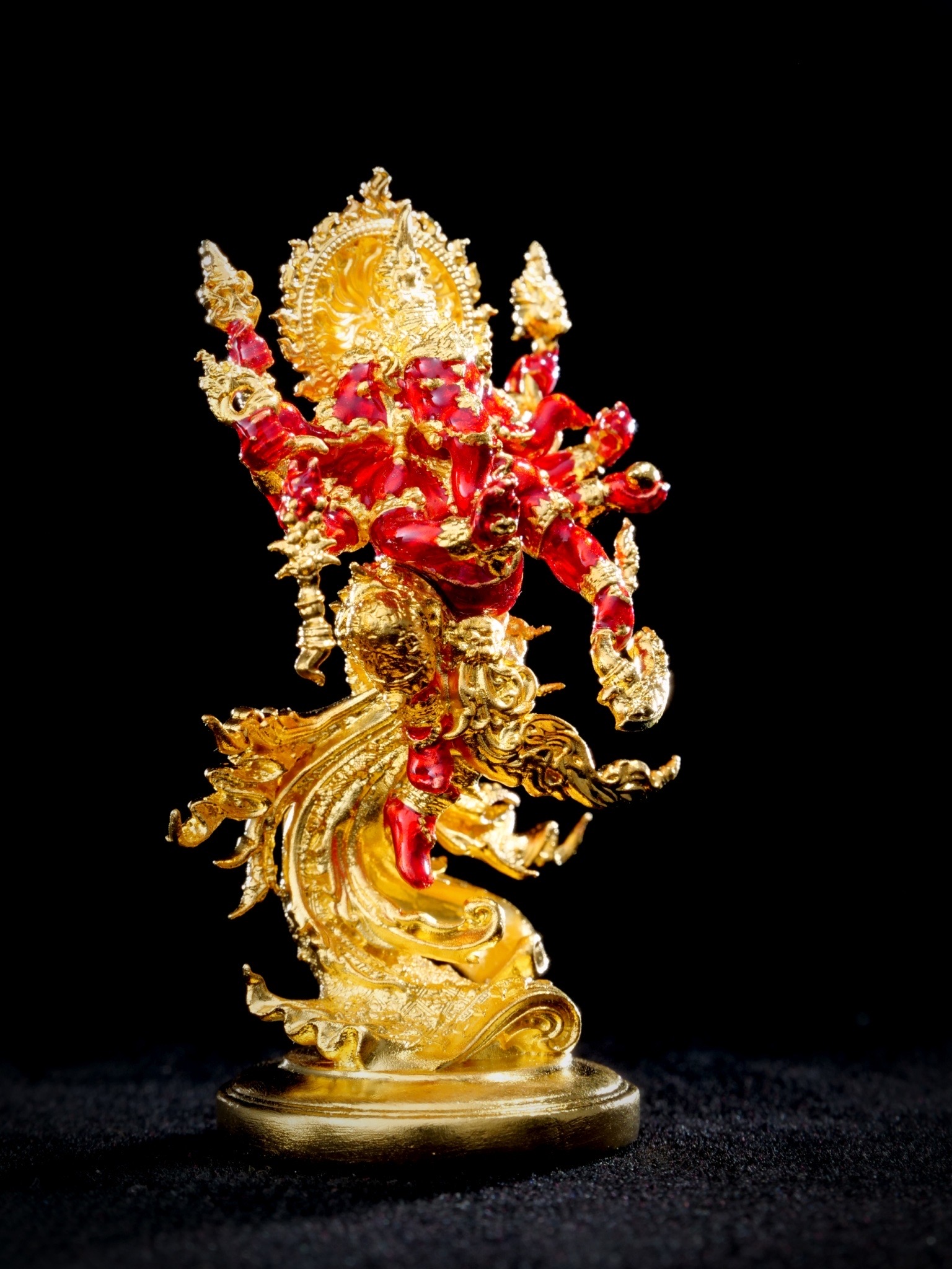 พระพิฆเนศสุริยะเทพ สุริยาบินายัค Surya Binayak รหัส8 เนื้อชนวนมหาชนวน ชุบทองลงยา