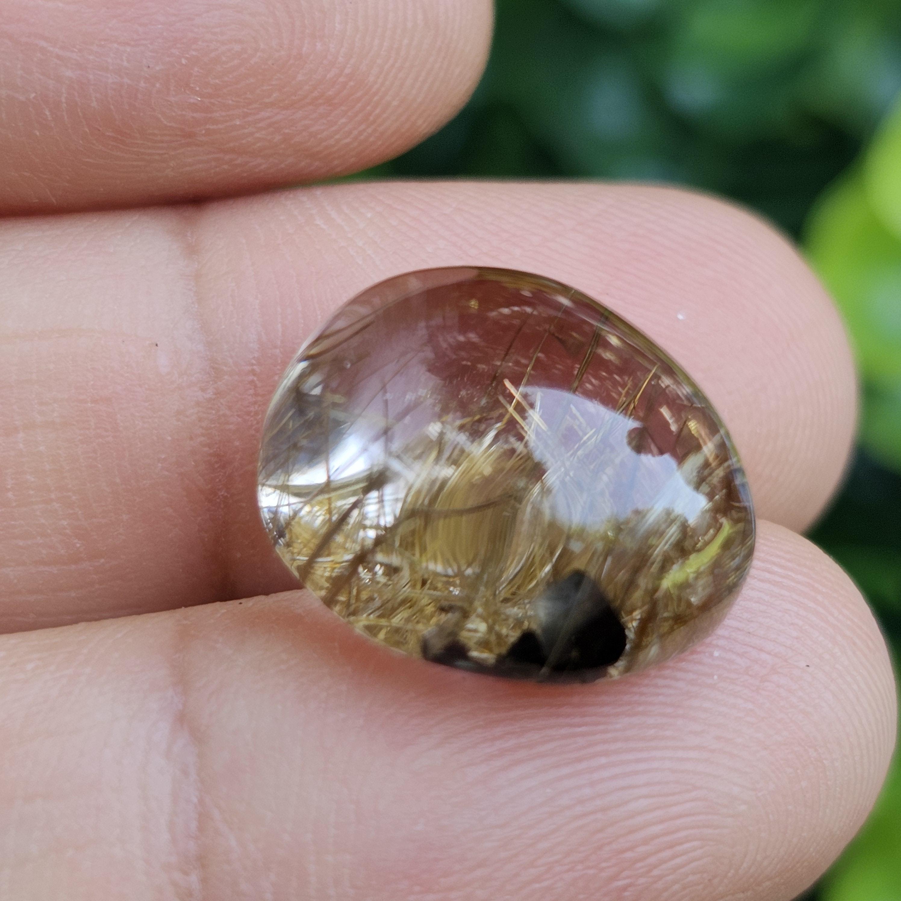ไหมทอง ควอตซ์ Golden Rutilated Quartz 16.47 กะรัต Cts.พลอยแท้ อัญมณีมงคลประจําวันเกิด เครื่องประดับพลอย