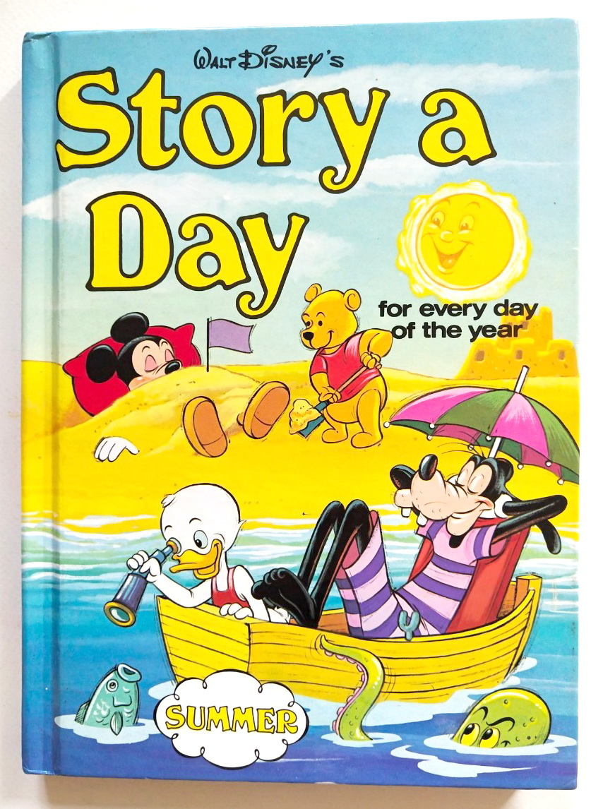 หนังสือภาพการ์ตูนดิสนีย์น่ารัก **หนังสิอเก่า มีตำหนิ โปรดตรวจสอบทุกภาพ ปกแข็ง ฉบับภาษาอังกฤษ เล่าเรื่องราวของทุกวันในฤดูร้อน ผ่านตัวการ์ตูนจากดิสนีย์ Story a Day for every day of the year ,Summer