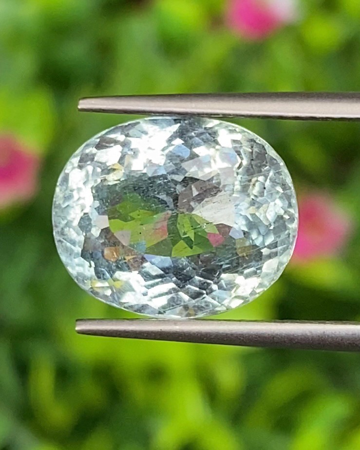 พลอย อความารีน Aquamarine 6.94 กะรัต (Cts.) พลอยแท้ อัญมณีมงคลประจําวันเกิด เครื่องประดับพลอย