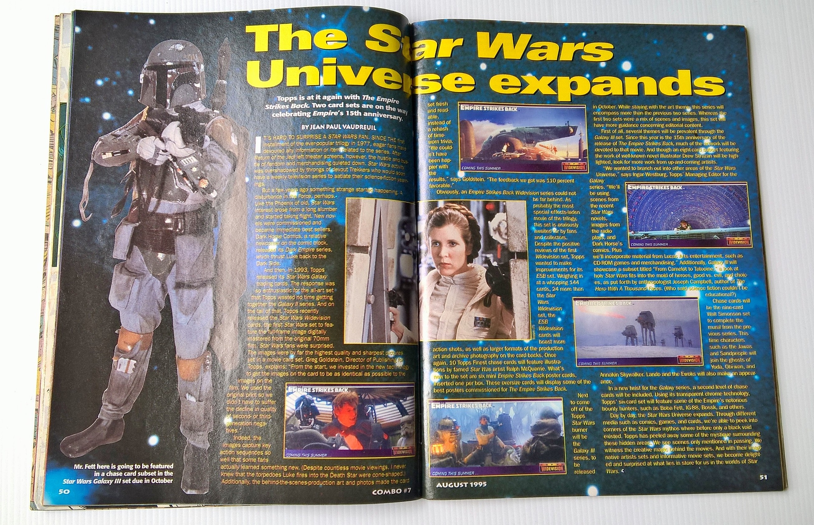 นิตยสารเก่าแนวการ์ตูน ฉบับภาษาอังกฤษ COMBO#8 ,September 1995 ในเล่ม Fleer MOVIE CARDS sets and boxes Original art and JAE LEE autographs Collectible PHONE CARDSS from dynamic forces j.scott Campbell GEN13 signed art LADY RAWHIDE GUARDIANS GAMING CARDS MIK