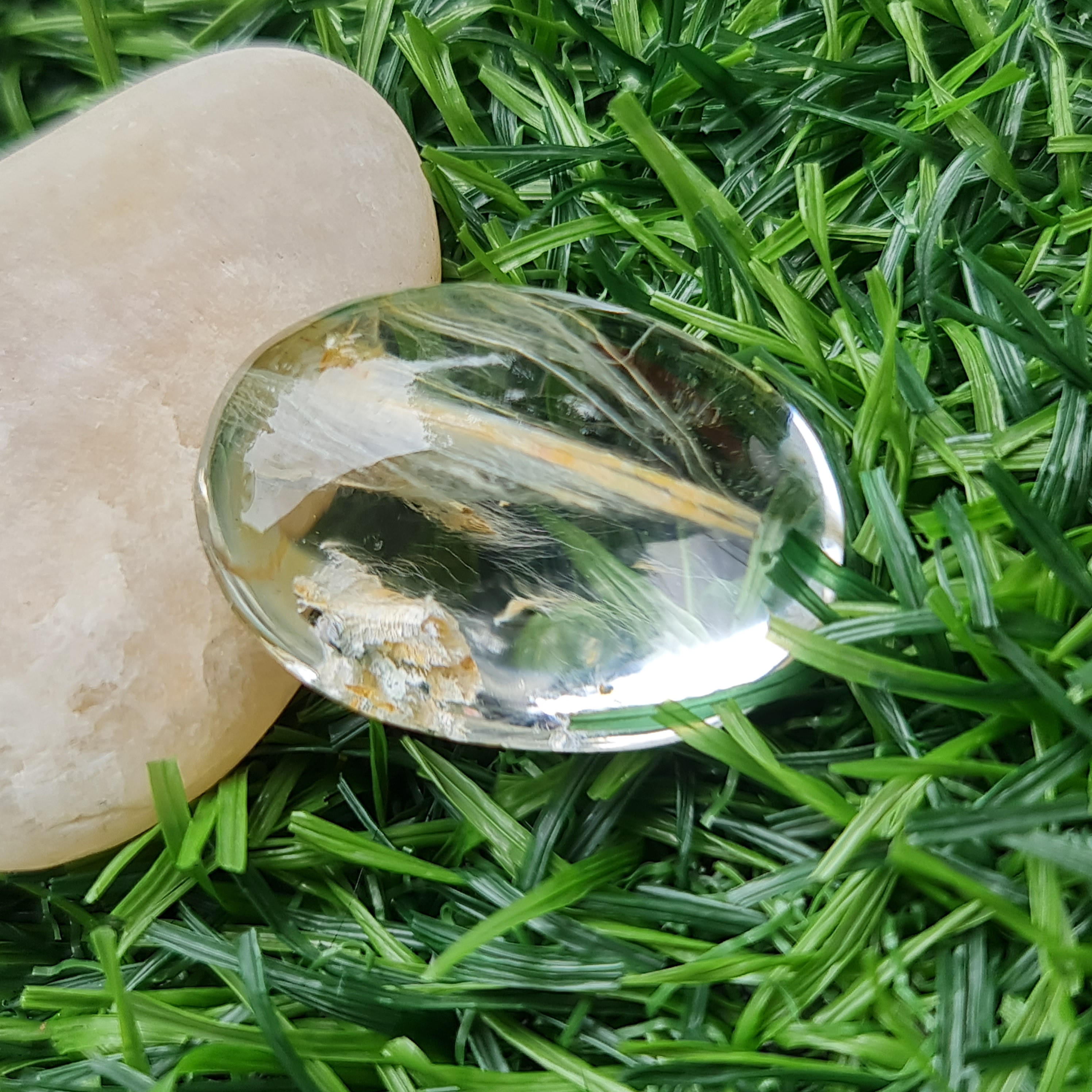 โป่งข่าม ควอตซ์ Rutilated Quartz 52.28 กะรัต Cts. พลอยแท้ อัญมณีมงคลประจําวันเกิด เครื่องประดับพลอย