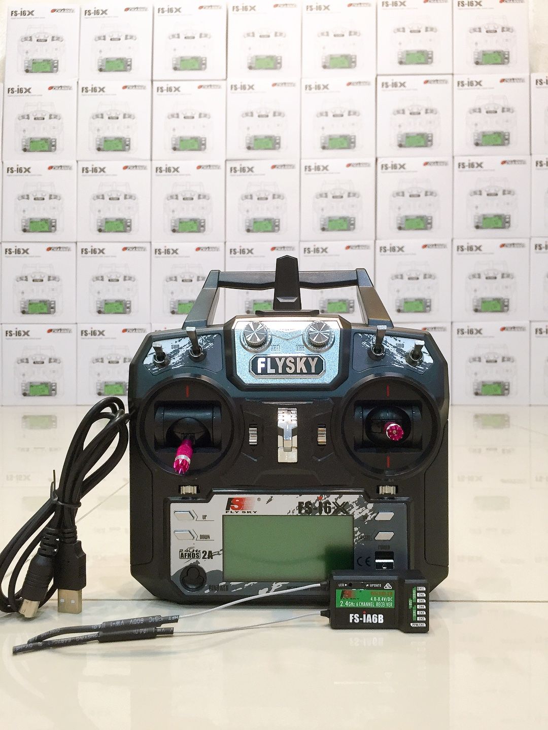 Flysky FS-i6X 2.4GHz 10CH Transmitter With FS-iA6B Receiver FS-I6X คันเร่งซ้าย Mode2 คันโยกซ้ายไม่มีสปริงแนวขึ้นลง