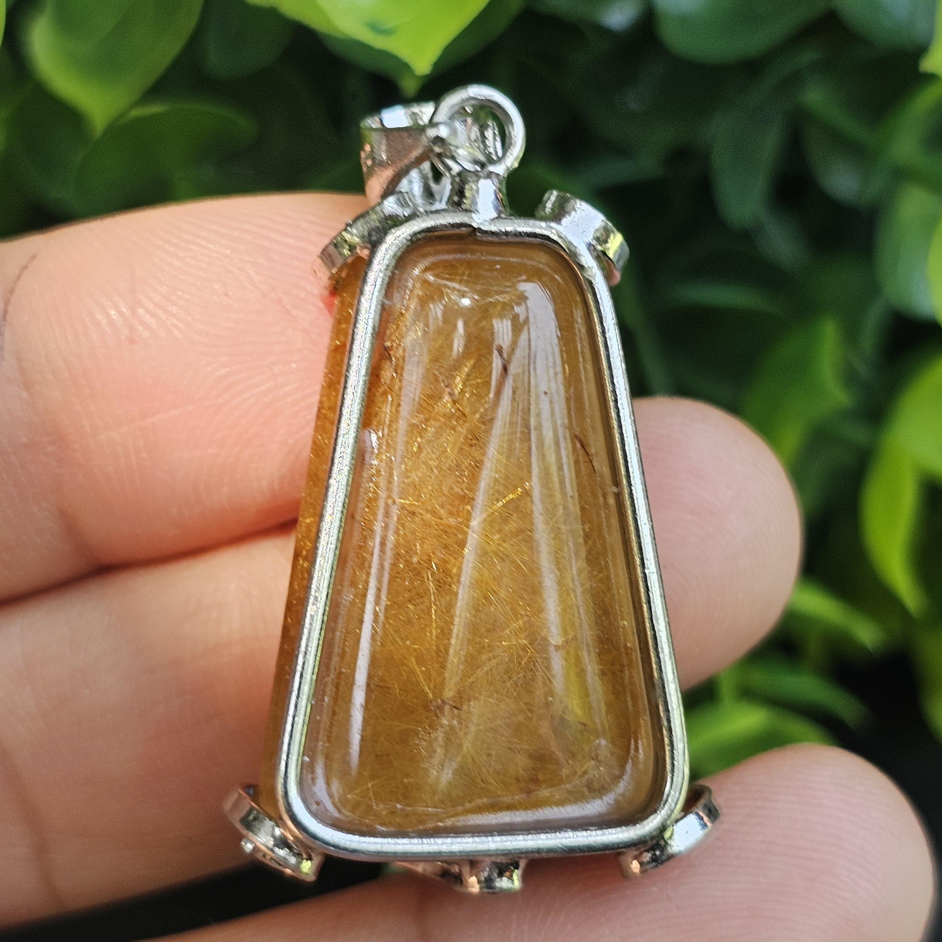 จี้ไหมทอง (Golden Rutilated Quartz) 11.08 กรัม g. พลอยแท้ อัญมณีมงคลประจําวันเกิด เครื่องประดับพลอย