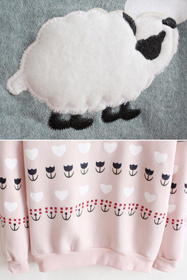 เสื้อสเวตเตอร์กันหนาวลายแกะน้อย ซับผ้าสำลีเต็มตัว (12326H)