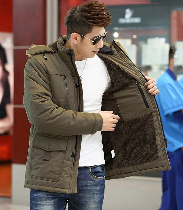 เสื้อโค้ทผู้ชายกันหนาวติดลบ แต่งเฟอร์ ฮู้ดถอดได้ (10112MM)