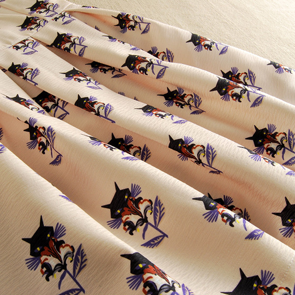 เดรสแฟชั่นชุดทำงาน ผ้าทอลาย กระโปรงจับจีบ (11174W)