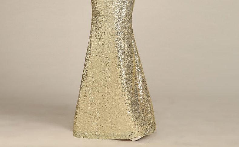 Pre-order ชุดราตรียาวแขนกุด คอเว้า เข้ารูป ทรงหางปลา แต่งเลื่อม สวยหรู