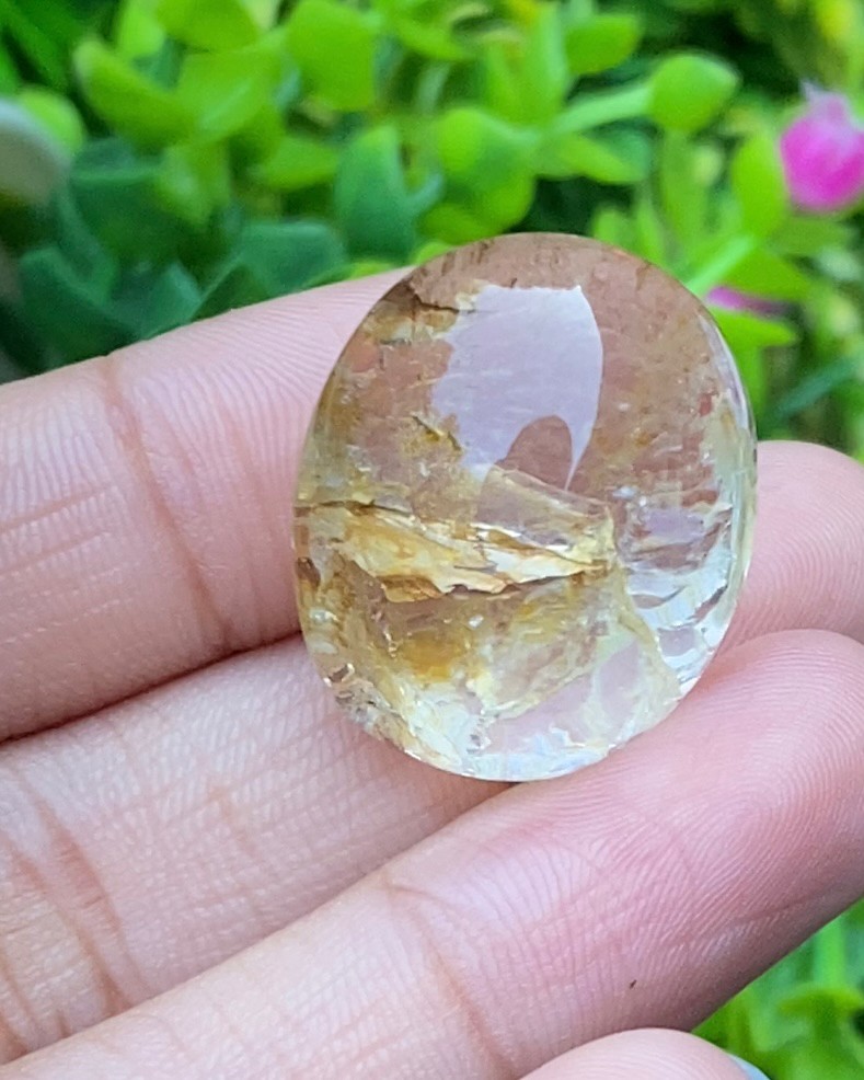 โป่งข่าม ควอตซ์ Rutilated Quartz 49.15 กะรัต Cts. พลอยแท้ อัญมณีมงคลประจําวันเกิด เครื่องประดับพลอย