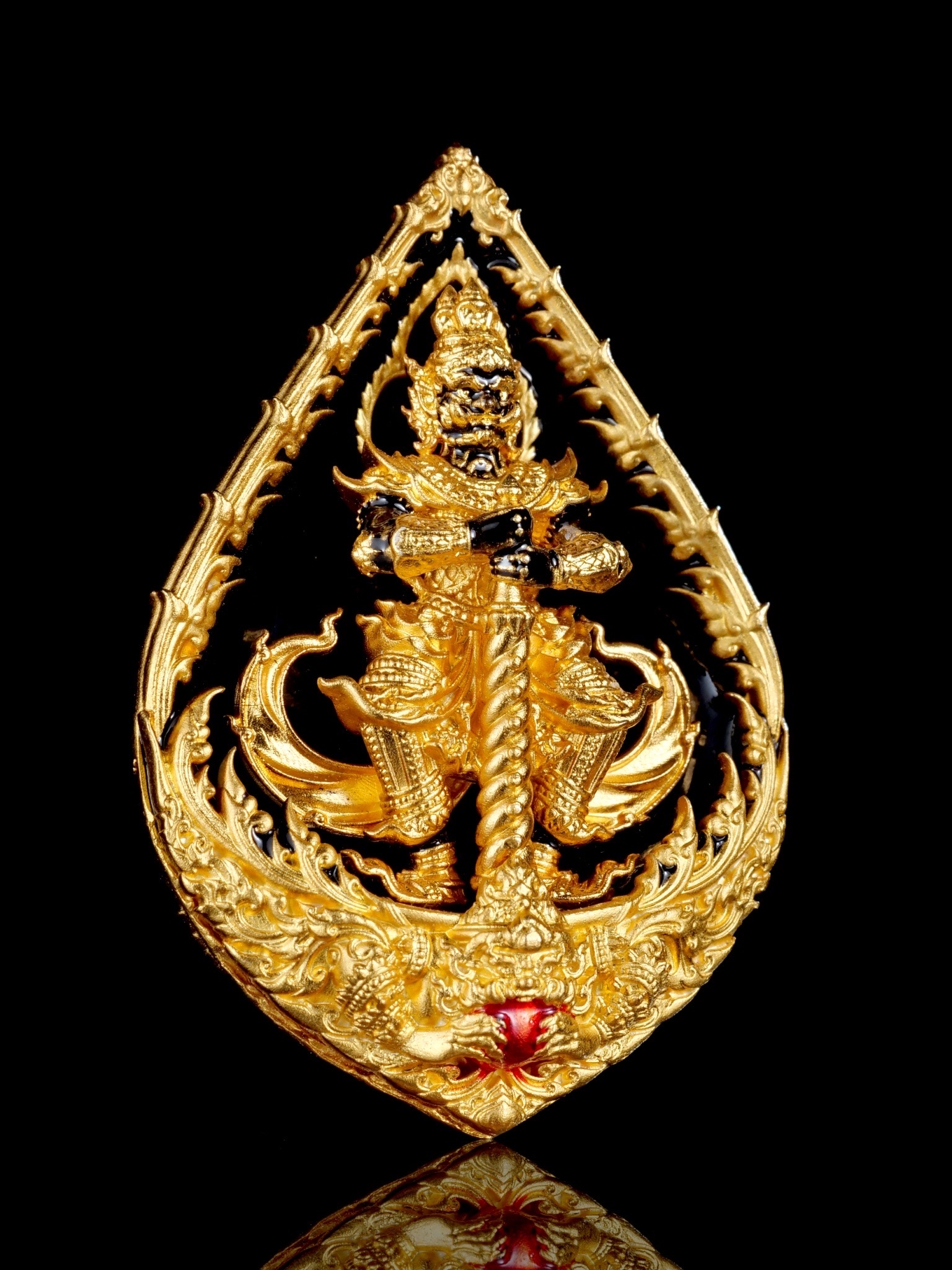 ท้าวเวสสุวรรณโณ รุ่น สัตตะอริยทรัพย์ รหัส9 เนื้อบรอนซ์ชุบทองลงยาดำ