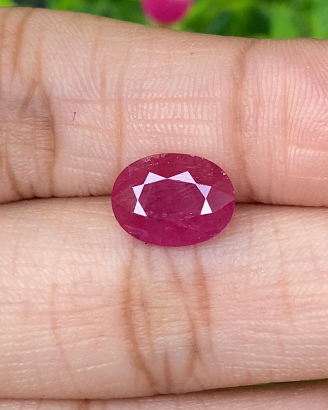 พลอย ทับทิม (Ruby Sapphire) 3.21 กะรัต (Cts.) พลอยแท้ อัญมณีมงคลประจําวันเกิด เครื่องประดับพลอย