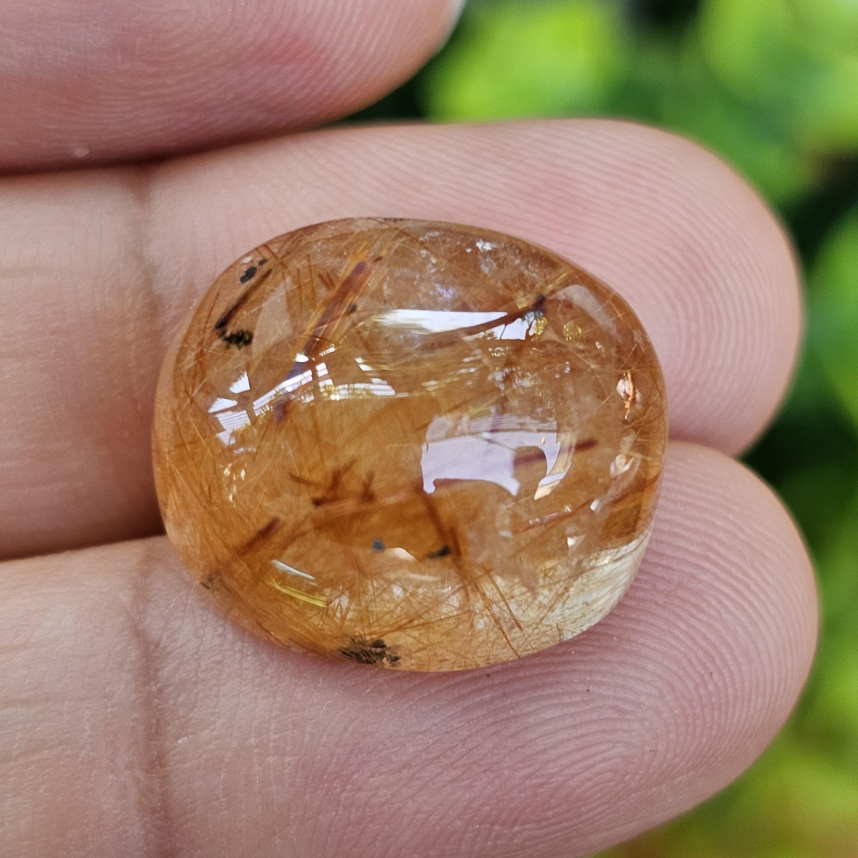 ไหมทอง ควอตซ์ Golden Rutilated Quartz 22.34 กะรัต Cts.พลอยแท้ อัญมณีมงคลประจําวันเกิด เครื่องประดับพลอย