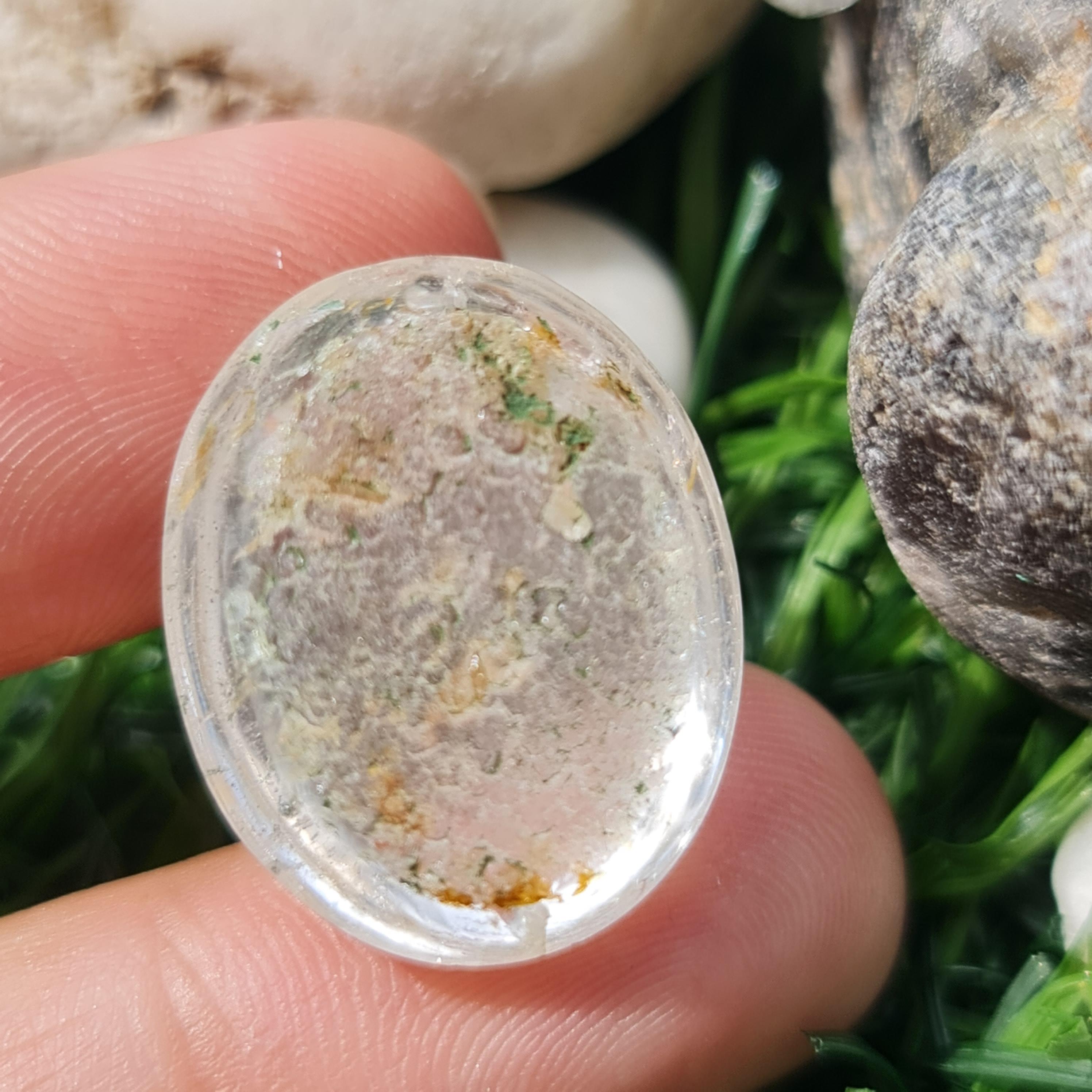 โป่งข่าม ควอตซ์ Rutilated Quartz 27.17 กะรัต Cts. พลอยแท้ อัญมณีมงคลประจําวันเกิด เครื่องประดับพลอย