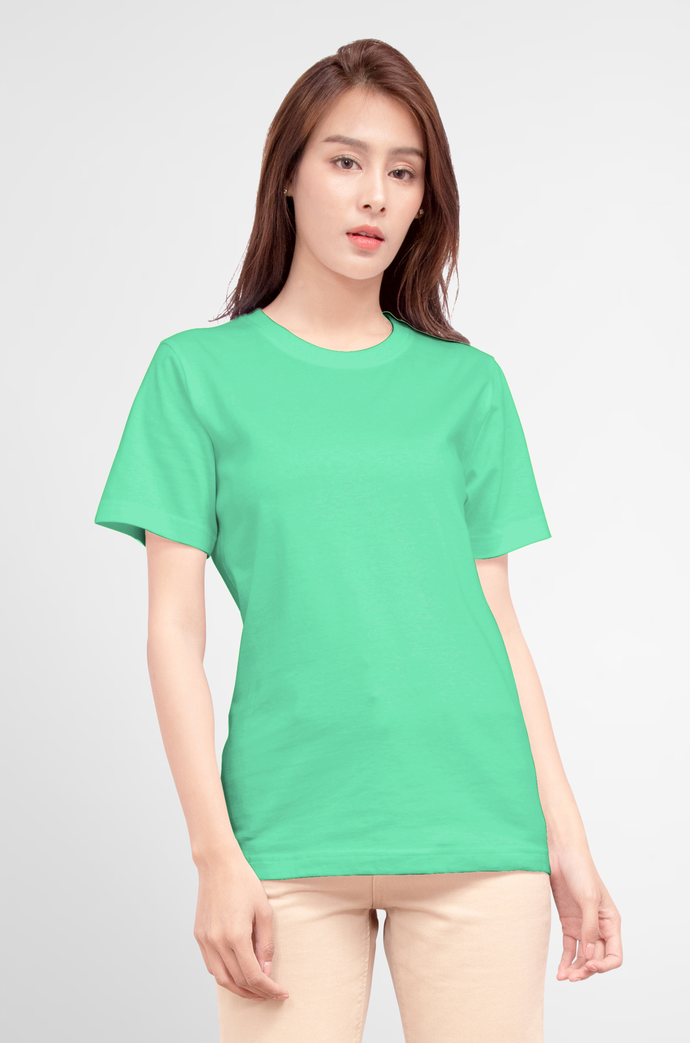 Noproblem Noproblem ยอดขาย No.1 รับประกัน ไม่ย้วย ไม่ยืด ผ้านุ่ม เสื้อยืด สีพื้น เสื้อยืดคอกลม สีเขียวมิ้นท์