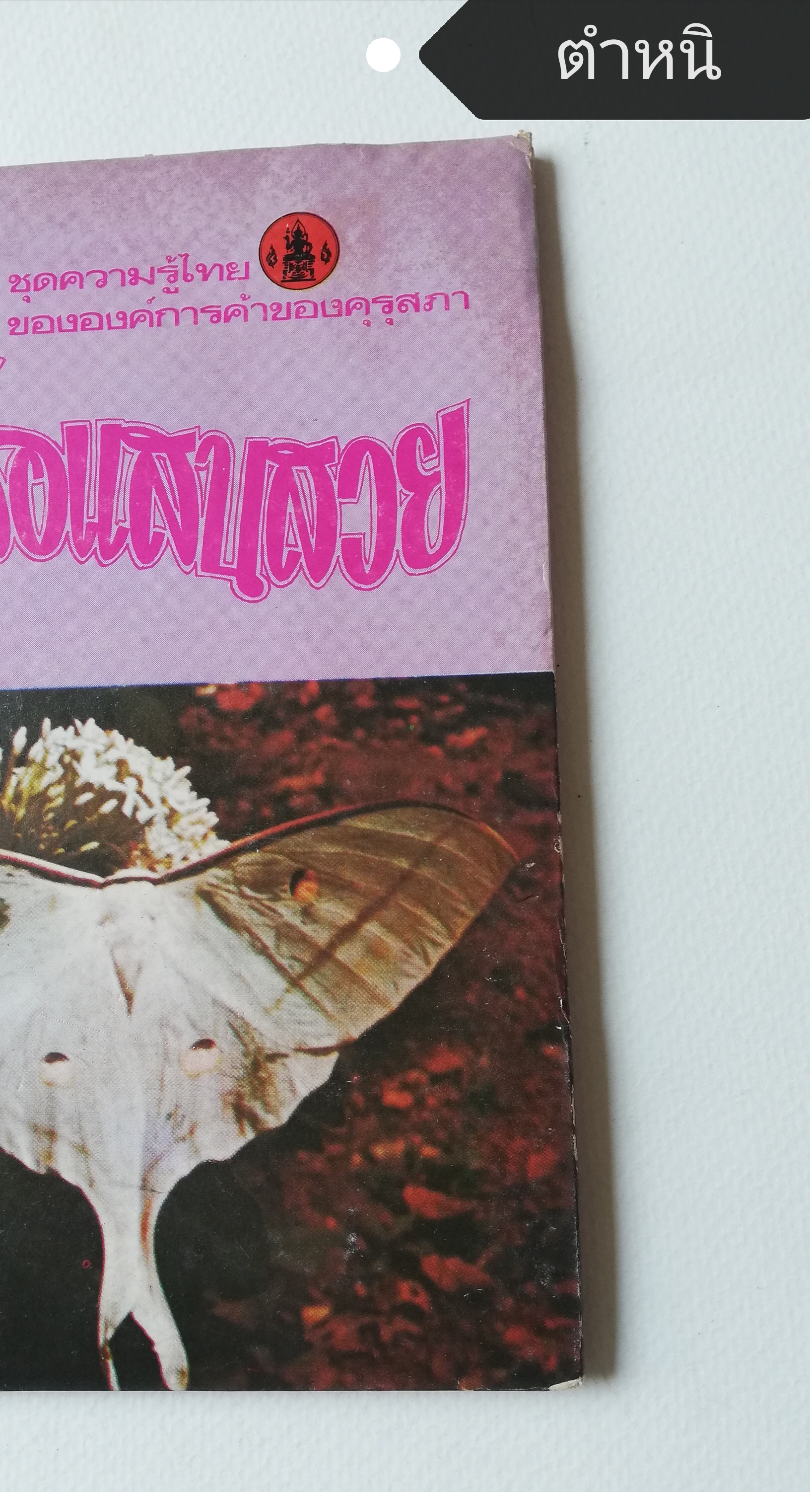 มีหลายภาพ, หน้าแรกมีตำหนิ ตามภาพ หนังสือเล่มเล็ก หนังสือชุดความรู้ไทยขององค์การค้าคุรุสภา ,ผีเสื้อแสนสวย พิมพ์ครั้งที่ 2 ปี 2527