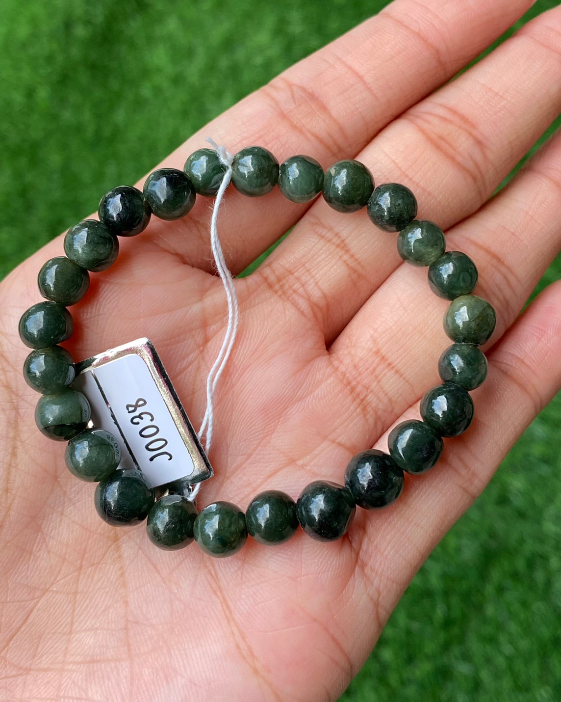 J0038 หยก พม่า แท้ Jade กำไล ประคำหยก (Jadeite Beads Bracelet) พม่า (Myanmar)
